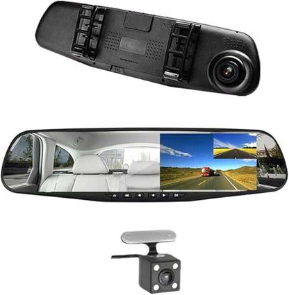 Vehicle Mirror Dash Cam with Rear View Camera