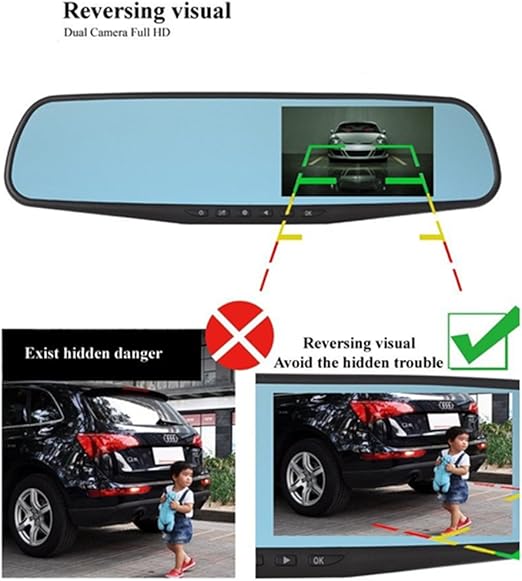 Vehicle Mirror Dash Cam with Rear View Camera