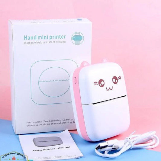 Portable Mini Pocket Printer BT Thermal Printer with Thermal Printing Paper USB Cable for Note Photo Web Document Printing